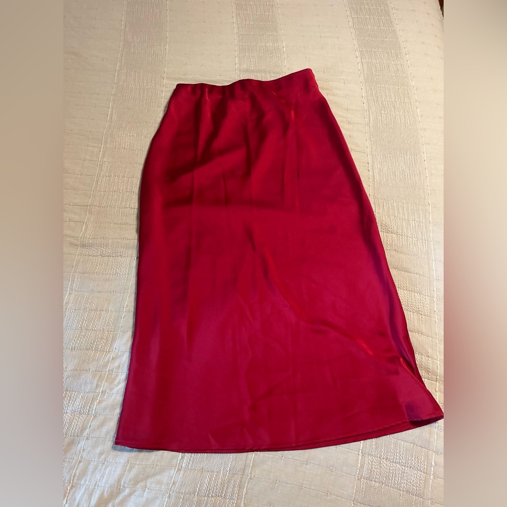 Elegant Satin Red Women's Skirt